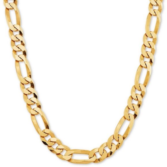 14K Gold Plated Figaro 8mm Link Chain Necklace Bracelet Set - Picture 4 of 8